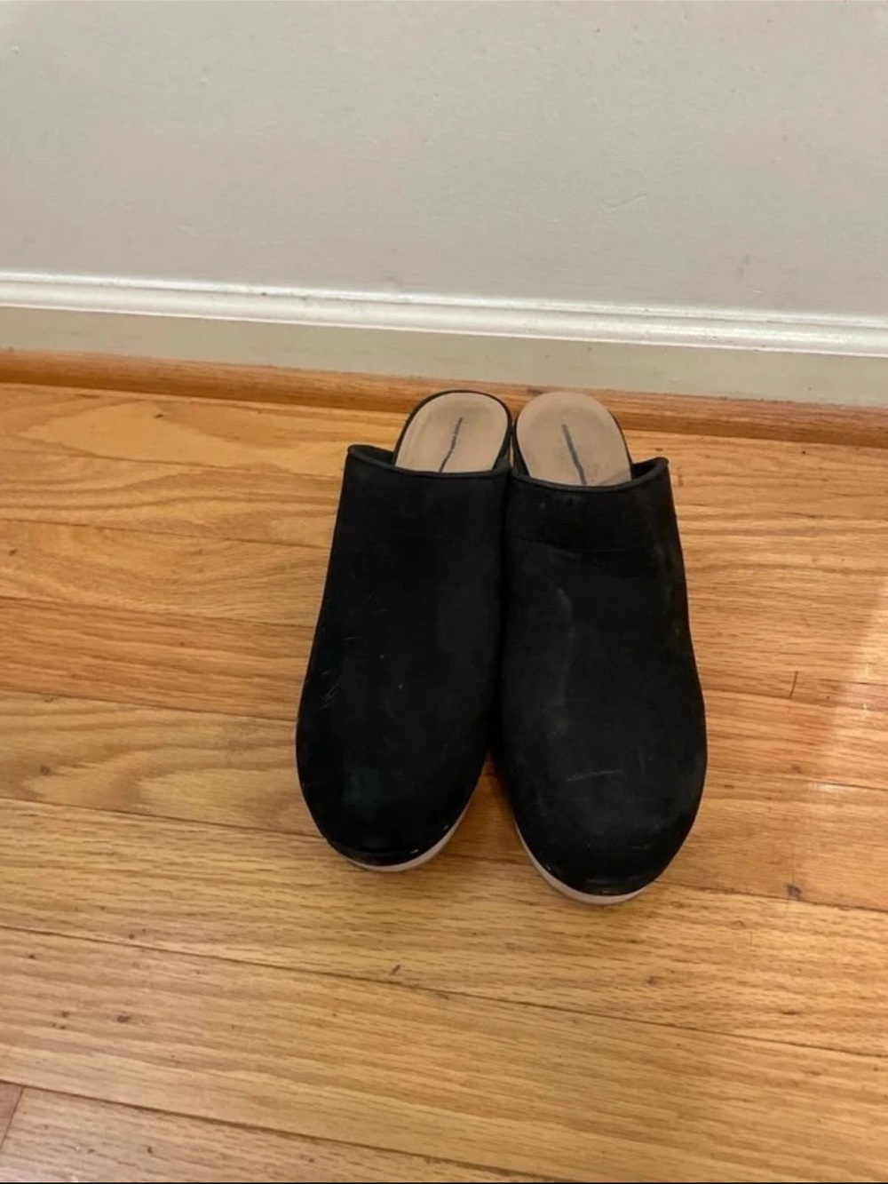 LOFT Black Suede Slip-On Mules